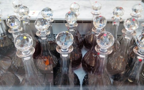 Marshalled, be-stickered and ready for action, decanters of fine Port