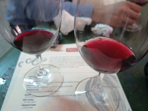A barrel sample of Susana Esteban Porcura 2014 to the left, Sidecar 2014 to the right
